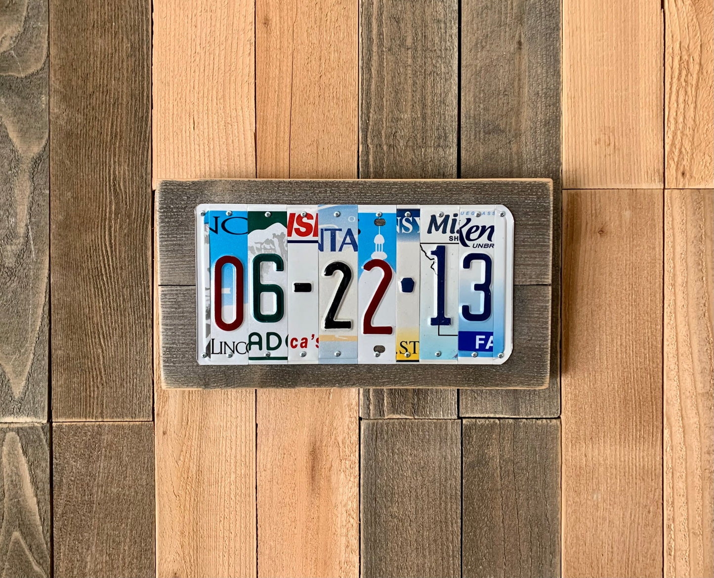 Handmade license plate sign for husband or wife