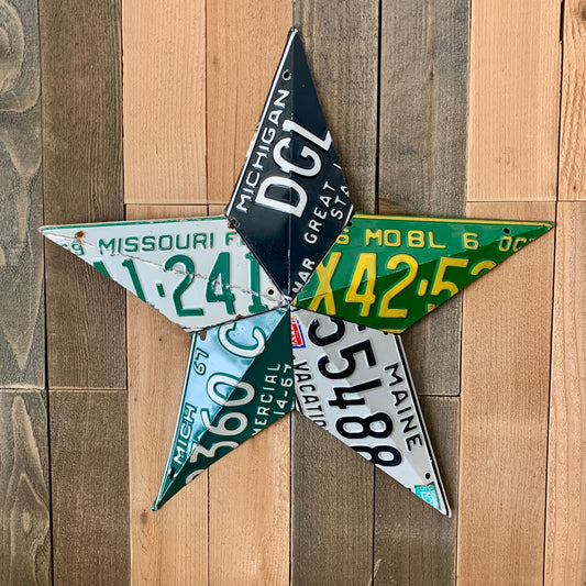 Vintage License Plate 5-Point Barn Star