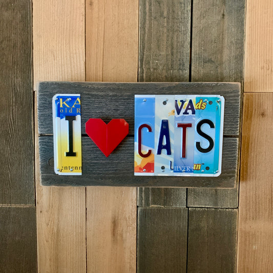 I ❤️ Cats License Plate Sign | I Love Cats License Plate Sign