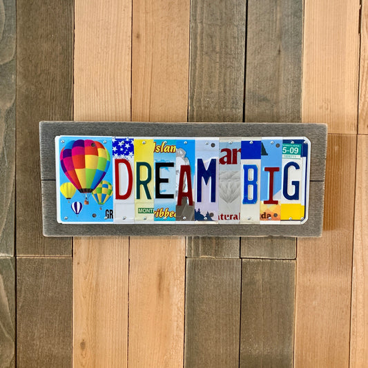 Dream Big License Plate Sign | Hot Air Balloon License Plate