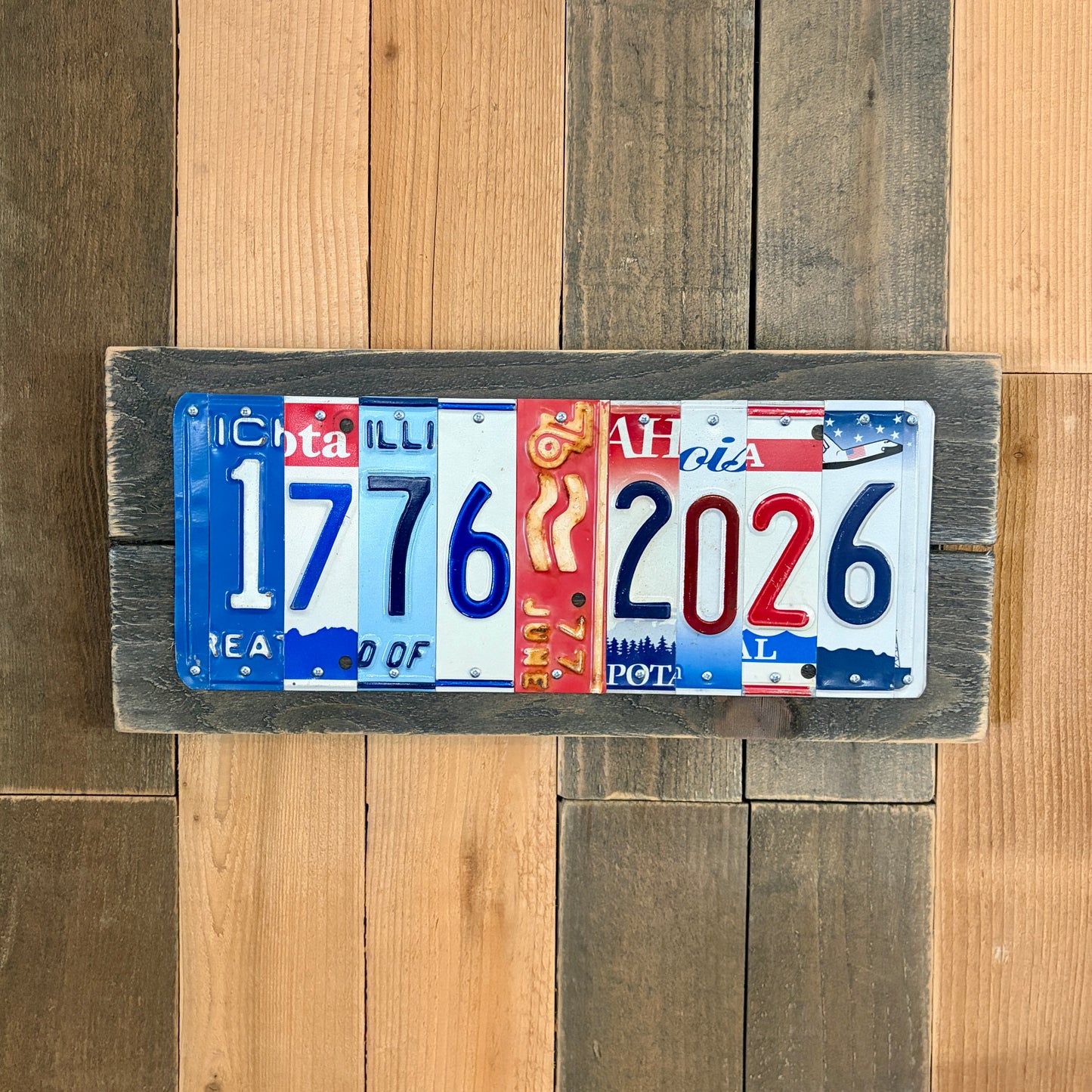 250 Years United States of America Sign | 1776–2026 USA Anniversary | Vintage Rustic License Plate Wall Art | America 250 Decor