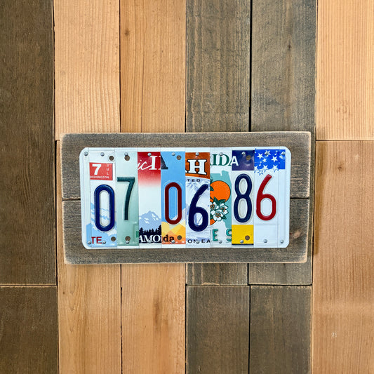 Personalized Anniversary Date Sign | Custom License Plate Anniversary Date Sign | Gift for Husband or Wife