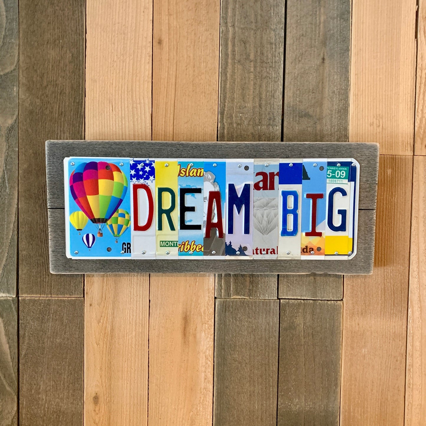 Dream Big License Plate Sign | Hot Air Balloon License Plate