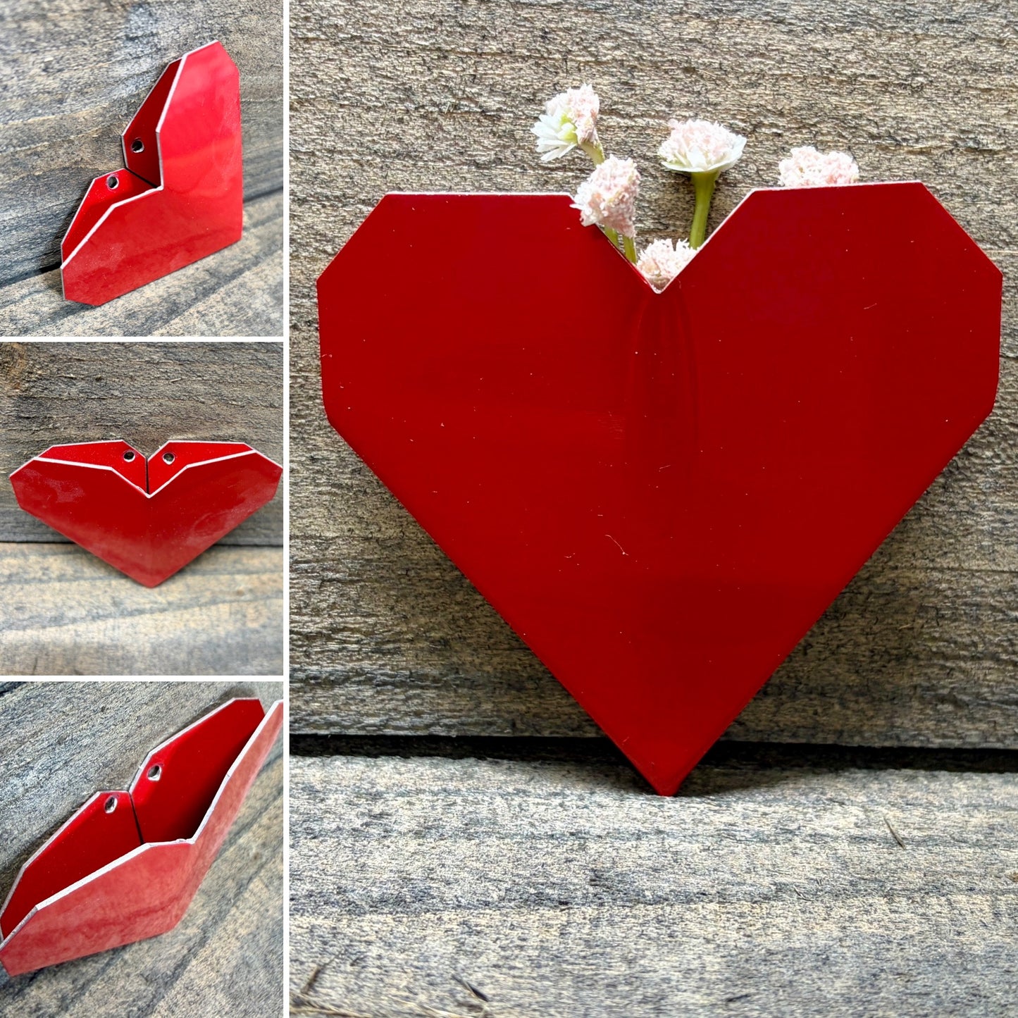 red aluminum folded heart