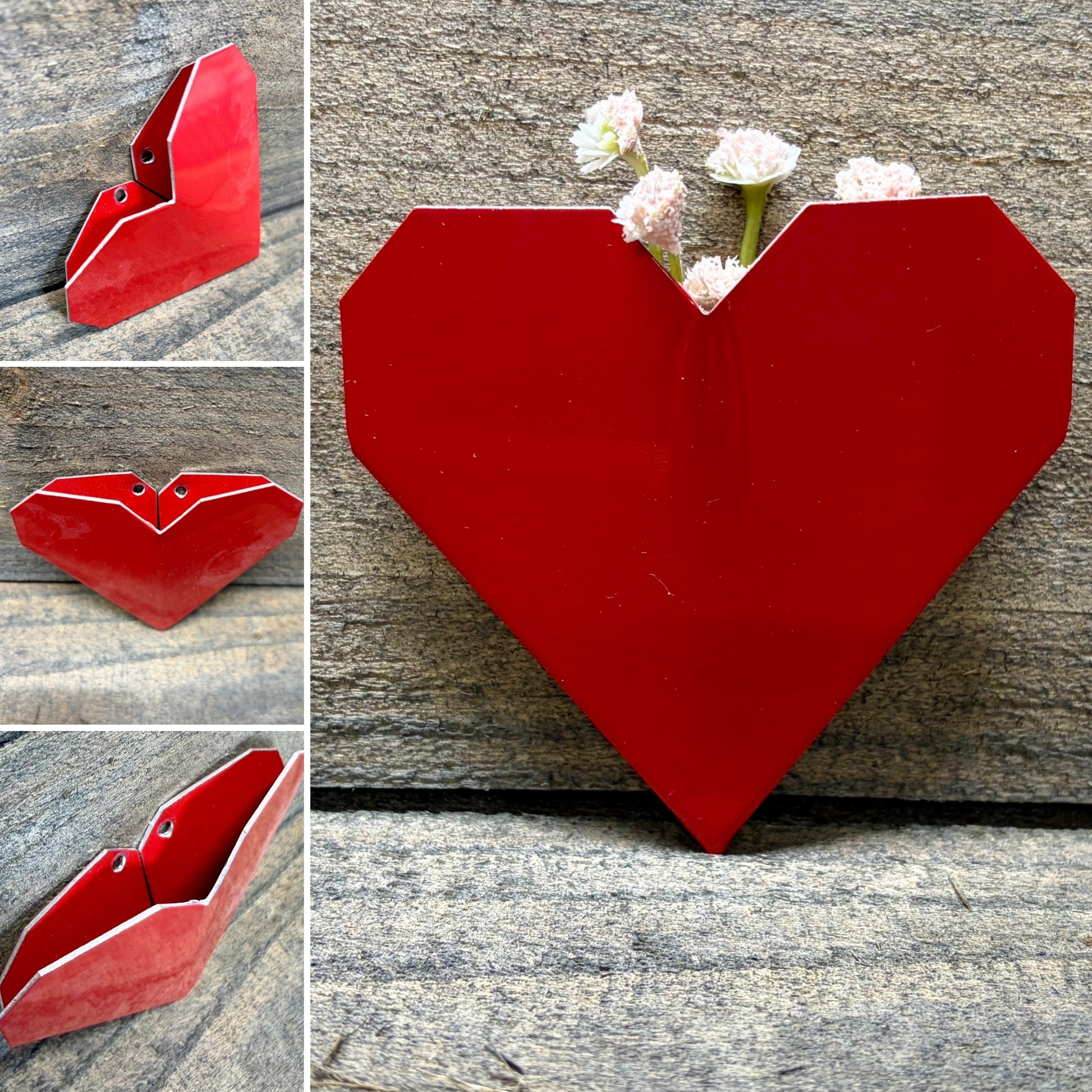 red aluminum folded heart