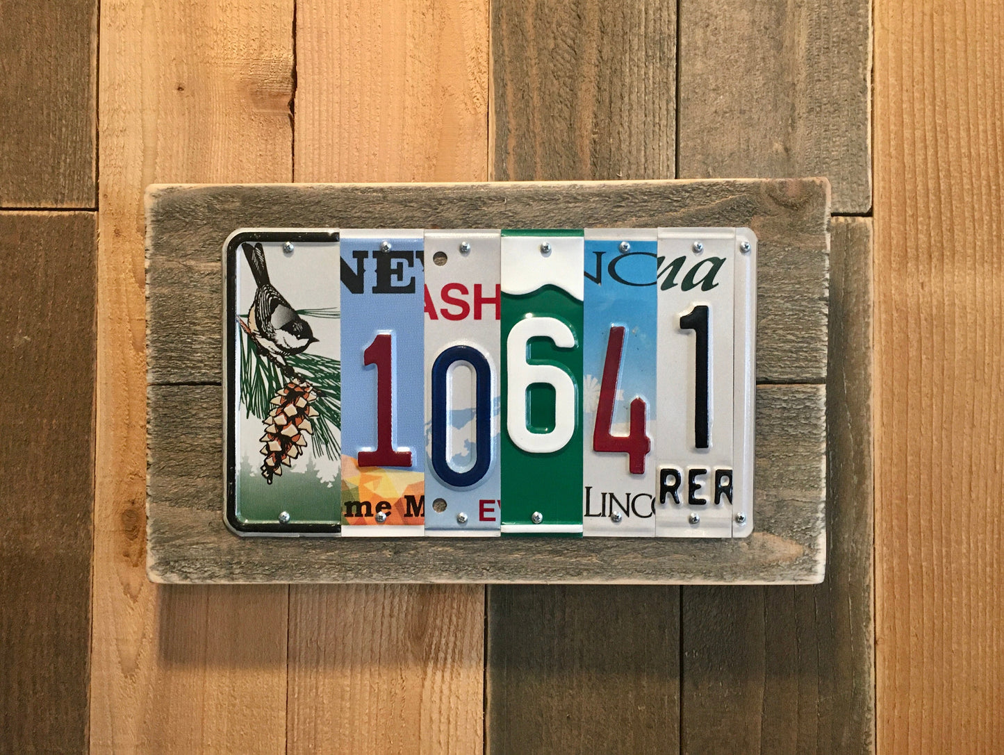 Custom House Numbers / Personalized Address / Housewarming Gift / Bucking Bronco Horse, Bird, Evergreen Tree, American Flag / Metal Wood