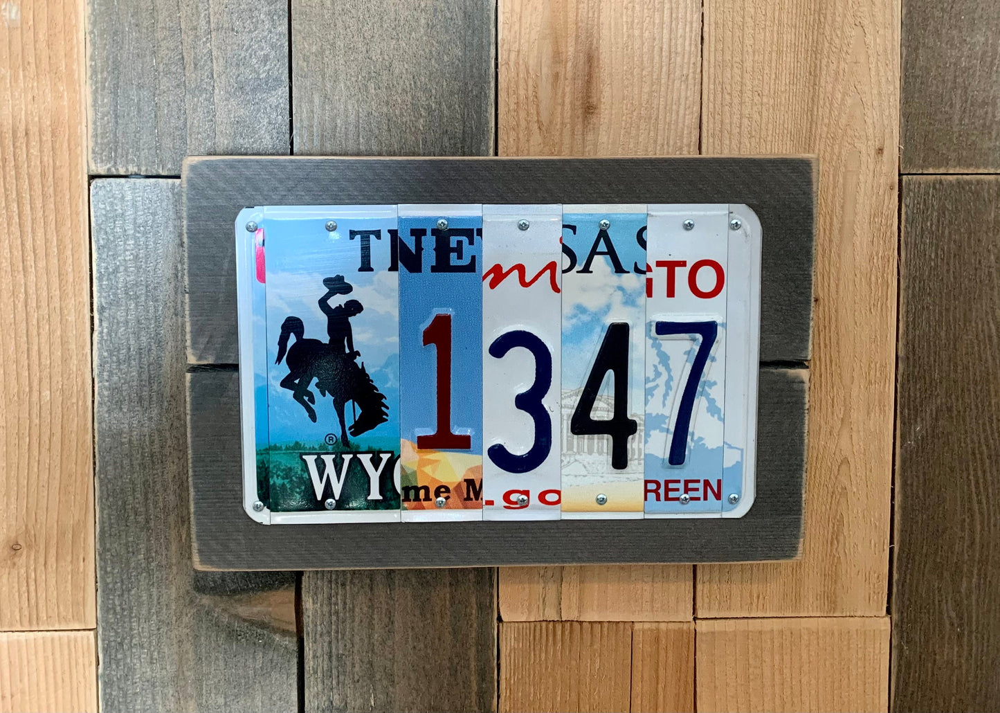 Custom House Numbers / Personalized Address / Housewarming Gift / Bucking Bronco Horse, Bird, Evergreen Tree, American Flag / Metal Wood